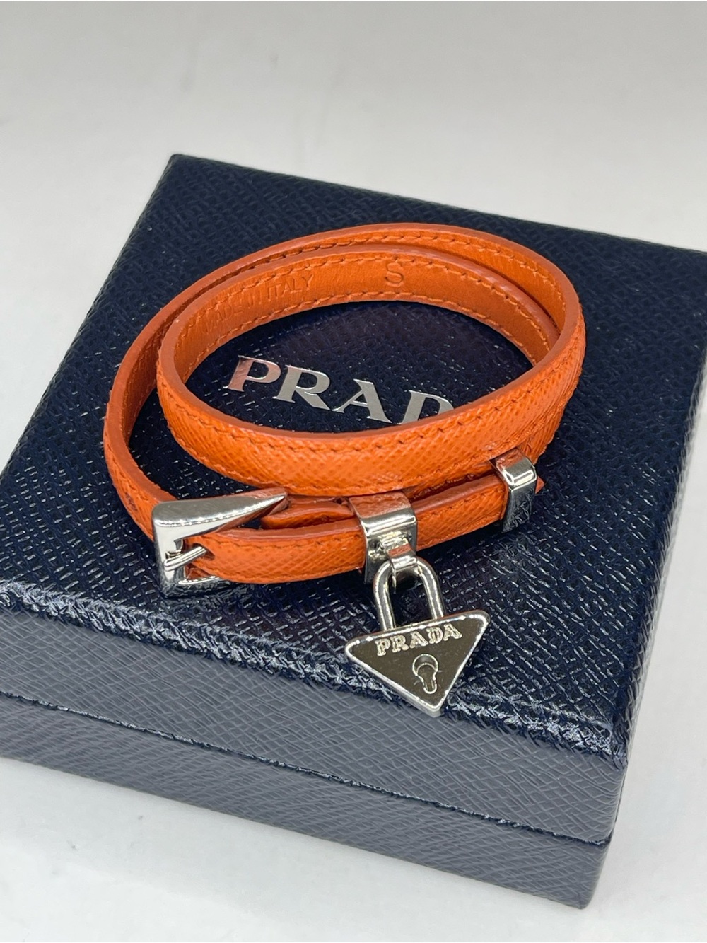 Prada Saffiano leather double-wrap bracelet